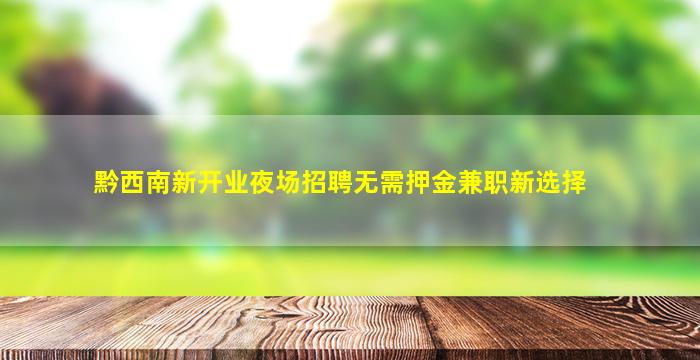 黔西南新开业夜场招聘无需押金兼职新选择